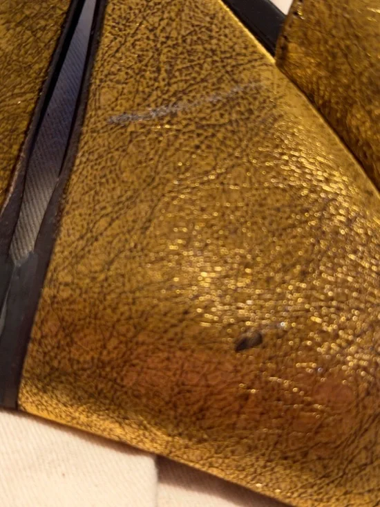 Preloved Louis Vuitton Gold Metallic Leather Strappy Sandals size 38 great cond - Picture 6 of 12